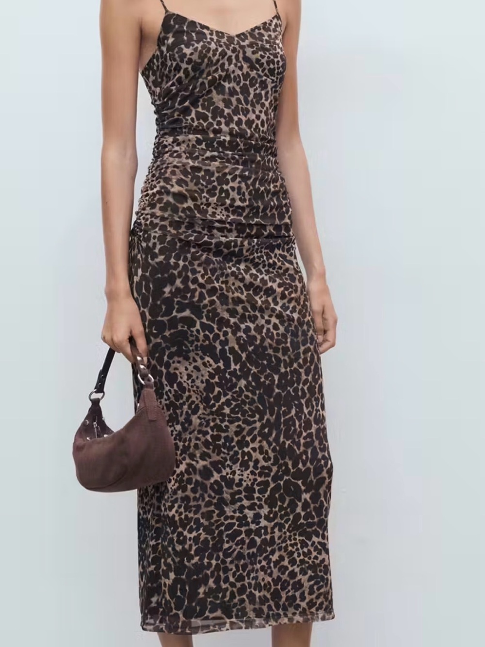 Mango Leopard Print Slip Dress in Brown - NWT - Small